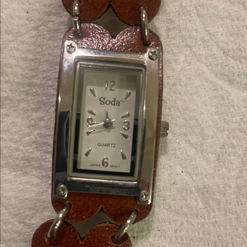 Soda Silver and Brown Rectangular Watch - image 1